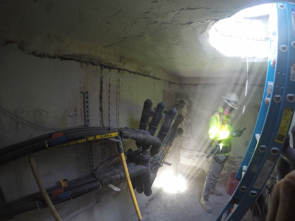 Repaired underground utility vault