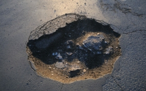Pothole on a road