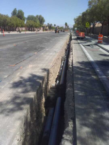 Nevada Power Infrastructure Development Project Underground conduit installation and roadway utility improvements for a large-scale Nevada development project